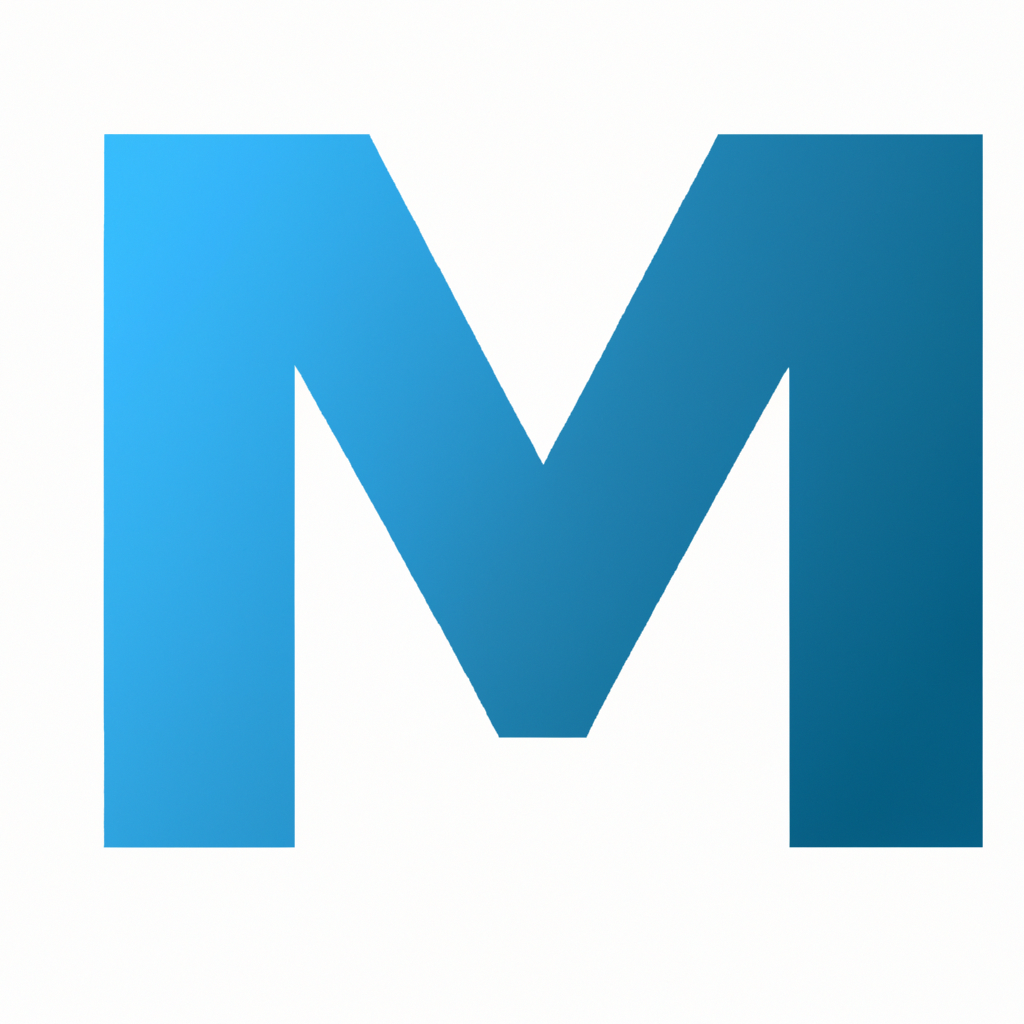 Logotipo de Murvento PR: monograma M moderno en gradiente celeste